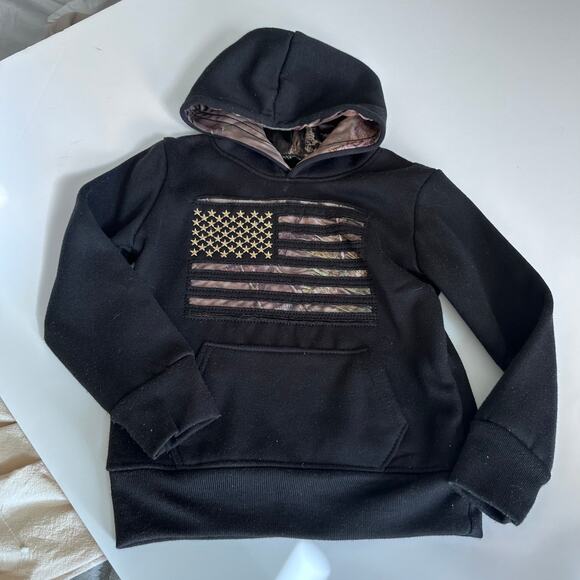 MOSSY OAK Camo Stars & Stripes Performance Hoodie Size 5/6 - Picture 3 of 4